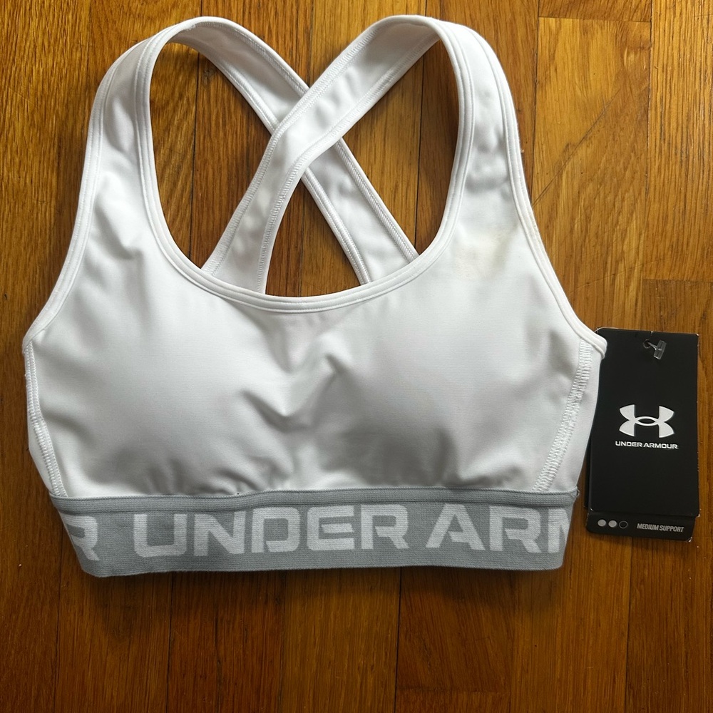 Under Armour Gray and White Medium Support Bra